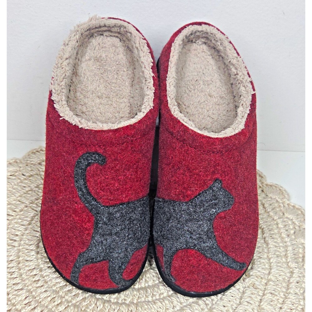 L.L.Bean Daybreak Cat Scuffs Wool Clog 6 M Slippers Sherpa Lined Kitty Cozy Warm
